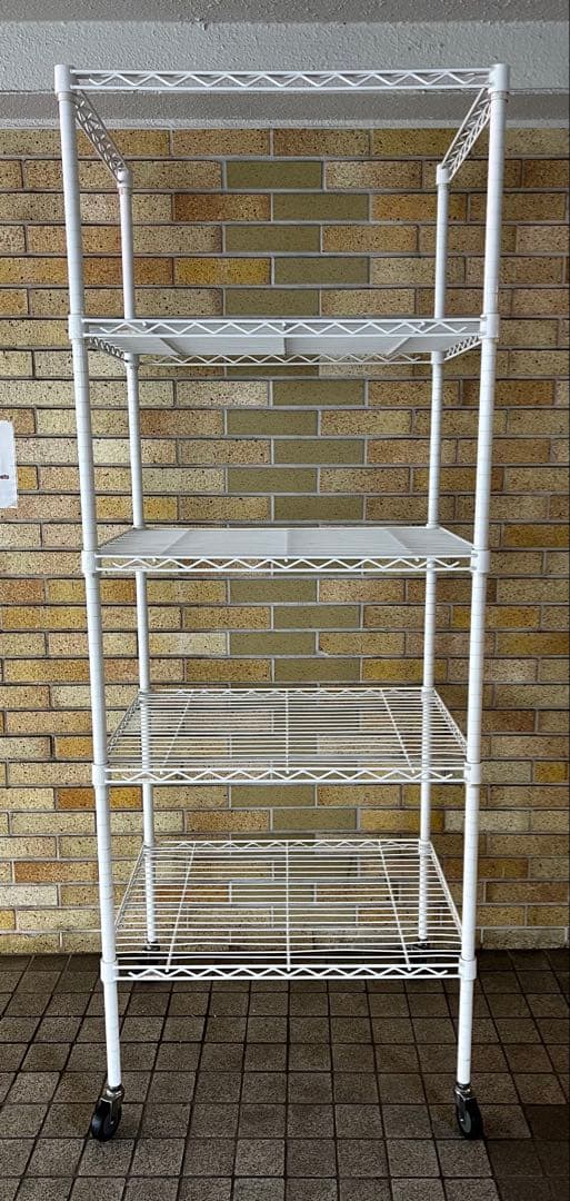 純正ホームエレクター　棚4段キャスター付きホワイト190cm×75cm×60cm