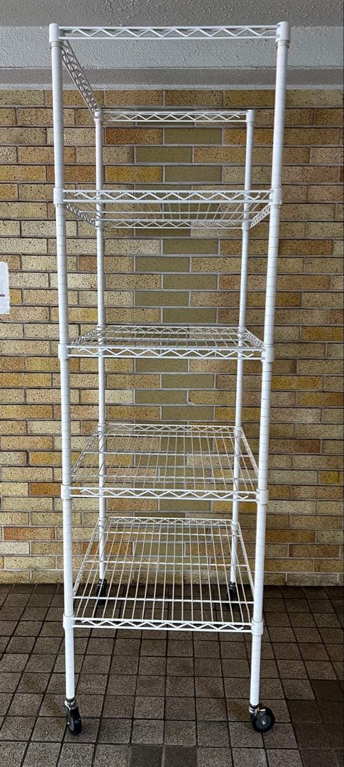 純正ホームエレクター　棚4段キャスター付きホワイト190cm×75cm×60cm