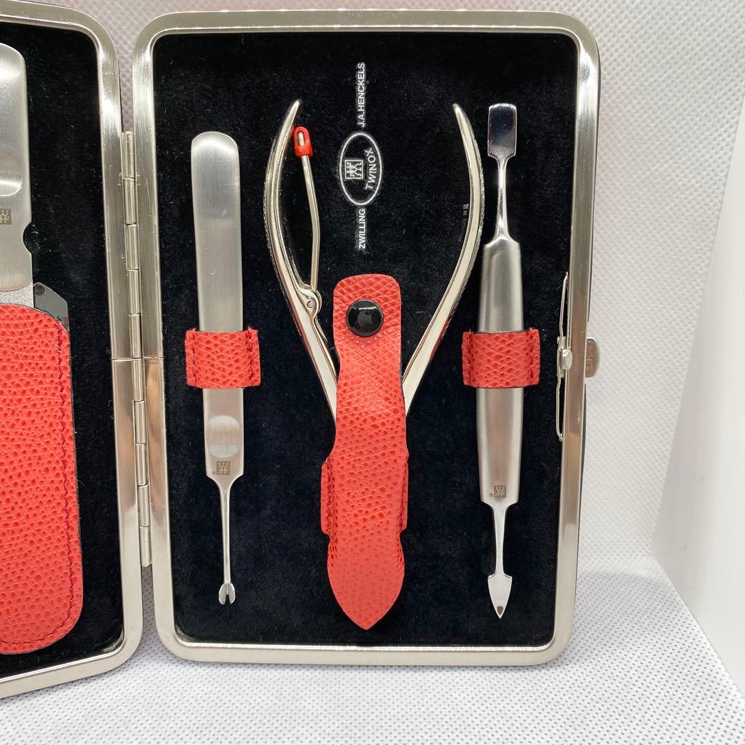 【希少】ZWILLING 最上位ライン Twinoxネイルケアセット 赤レザー