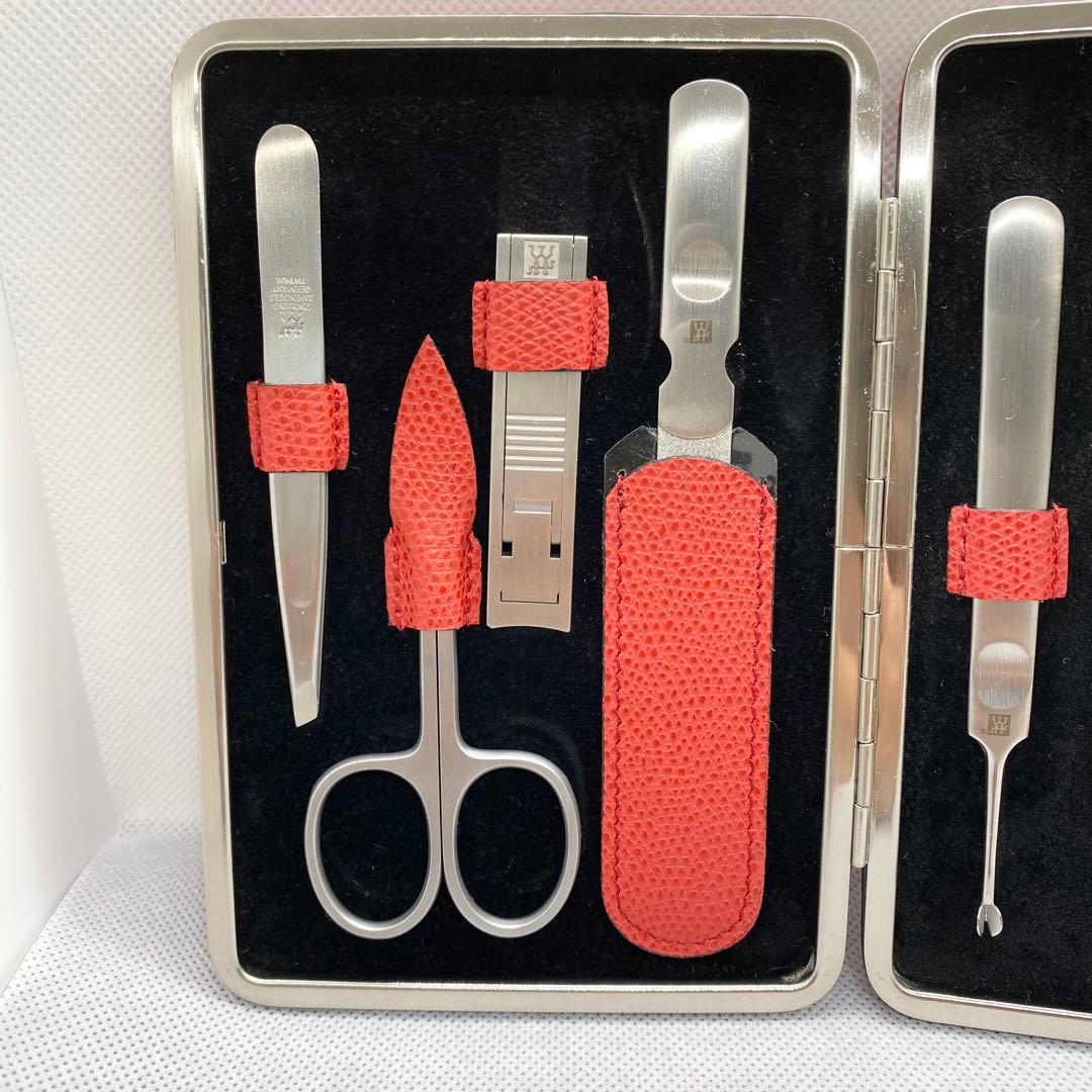 【希少】ZWILLING 最上位ライン Twinoxネイルケアセット 赤レザー