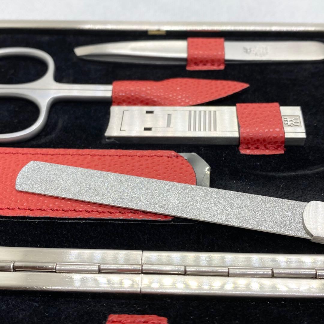 【希少】ZWILLING 最上位ライン Twinoxネイルケアセット 赤レザー
