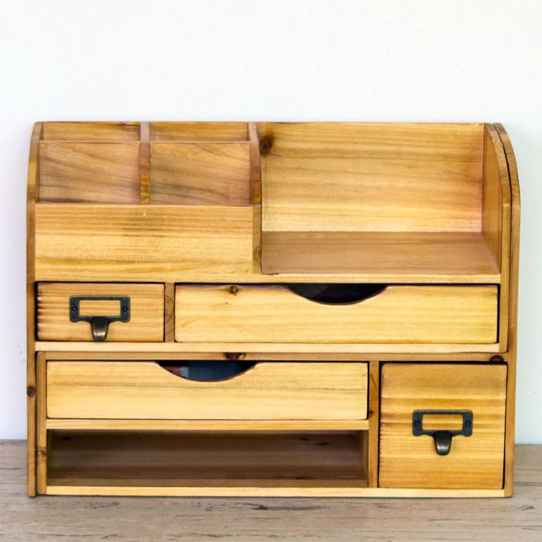 小物入れ 卓上 自由自在 木製デスクオーガナイザー 伸縮