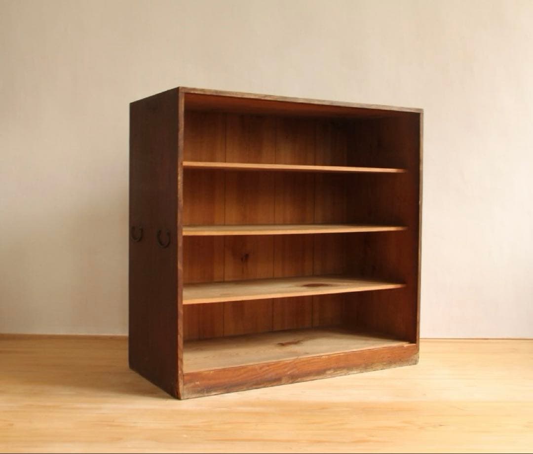 棚　木製　4段　本棚　収納棚　食器棚　ディスプレイ棚　ビンテージ　アンティーク