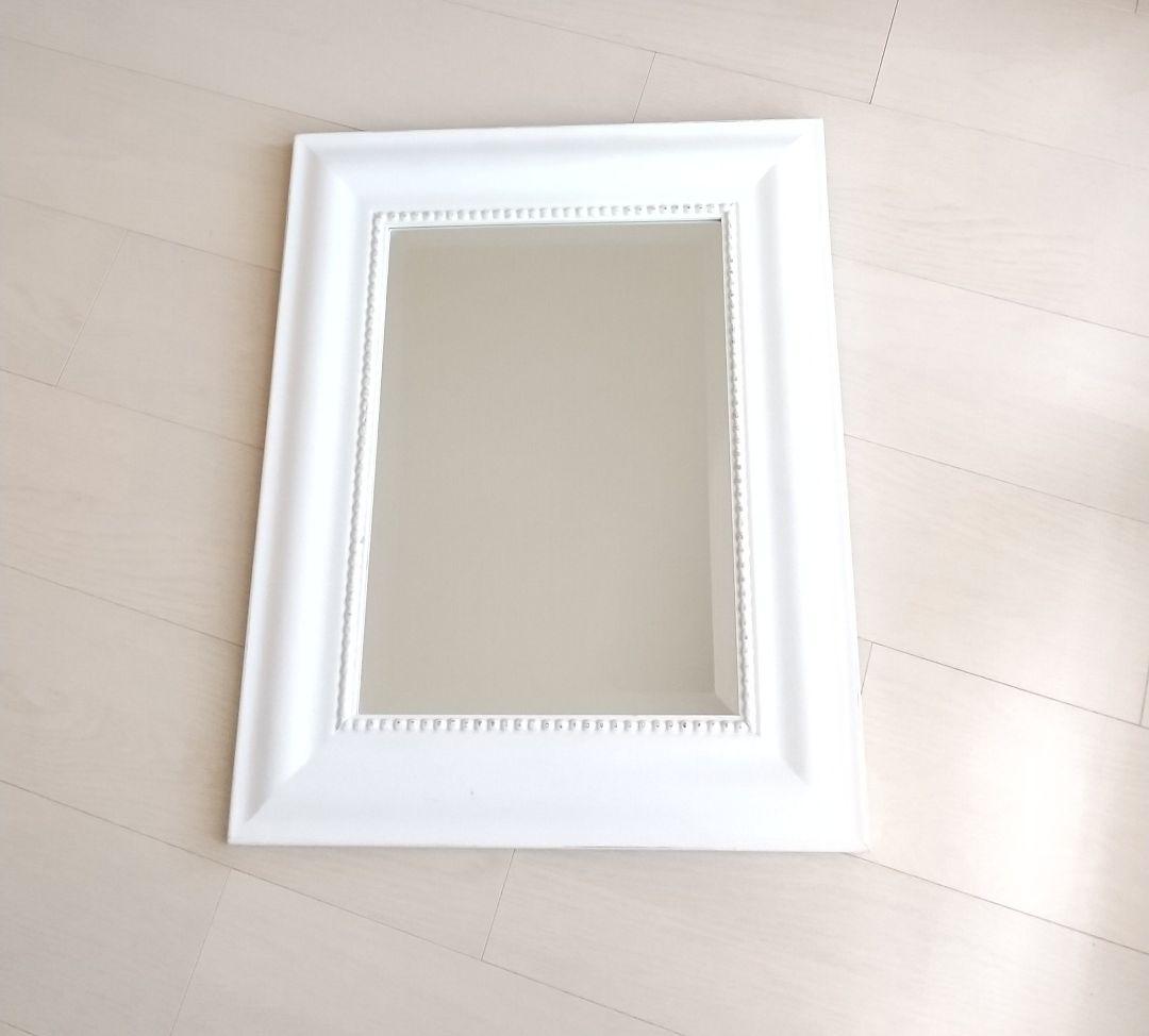 アンティーク加工★57cm 縦掛け横掛け両用 フレンチ風面取りミラー★シャビー