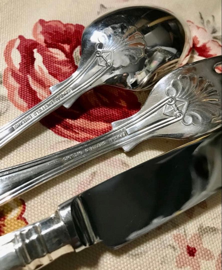 英國名門お一人様　シェフィールド　1950年代　ロンドン購入カトラリー3点セット