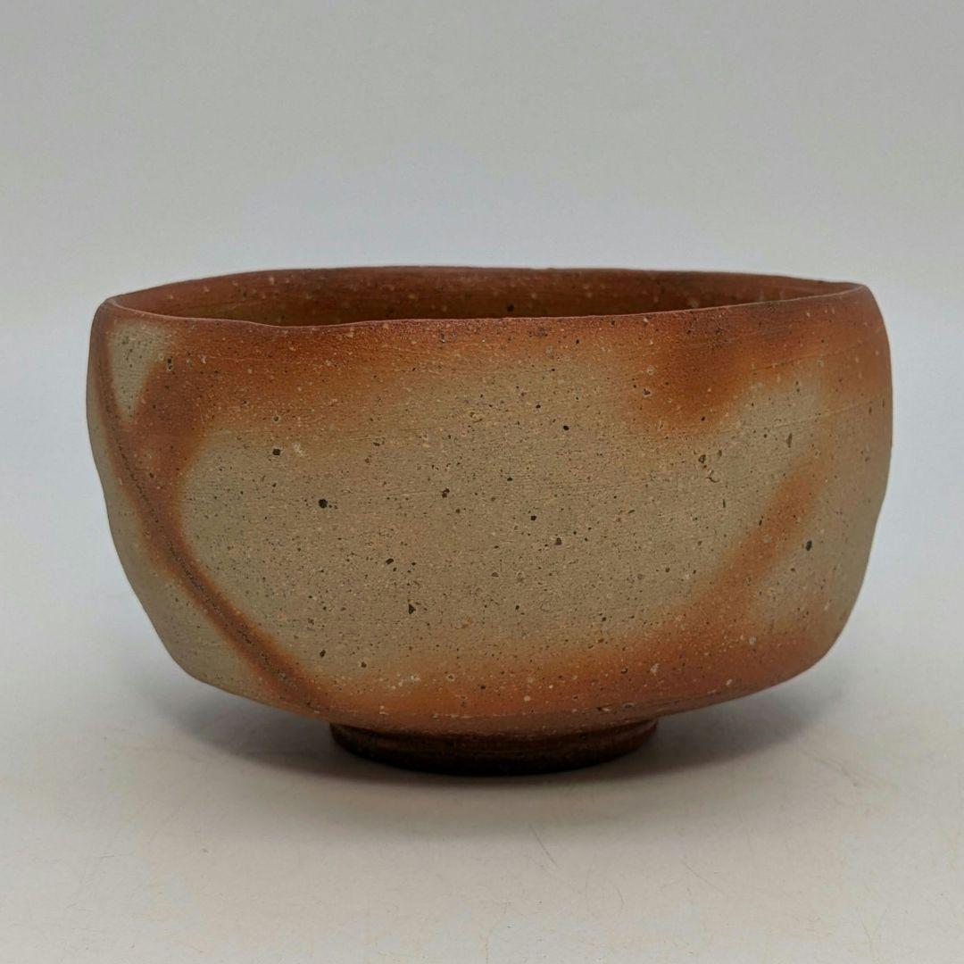 初代森陶岳 備前焼 緋襷茶盌 合箱合布 折松葉印 抹茶碗 抹茶茶碗