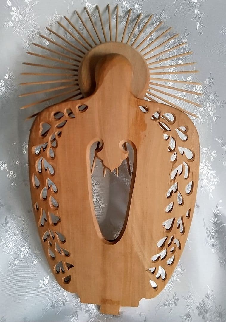 光背のみ#554 立像6.0寸用 放射光 火焔 透し彫◆白檀 木彫 仏像付属品