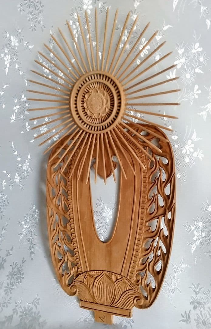 光背のみ#554 立像6.0寸用 放射光 火焔 透し彫◆白檀 木彫 仏像付属品