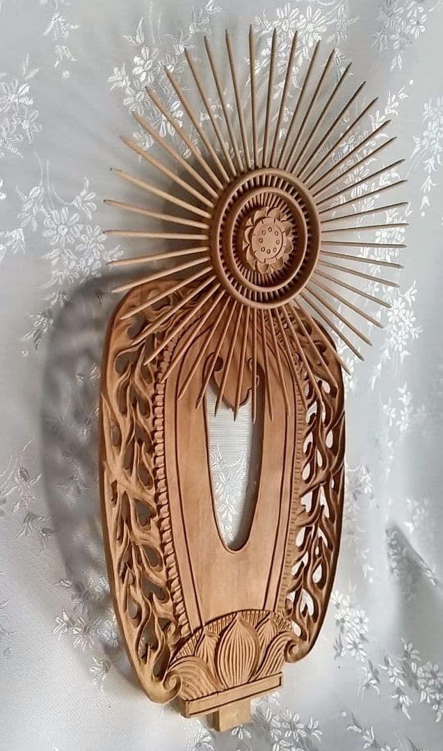 光背のみ#554 立像6.0寸用 放射光 火焔 透し彫◆白檀 木彫 仏像付属品