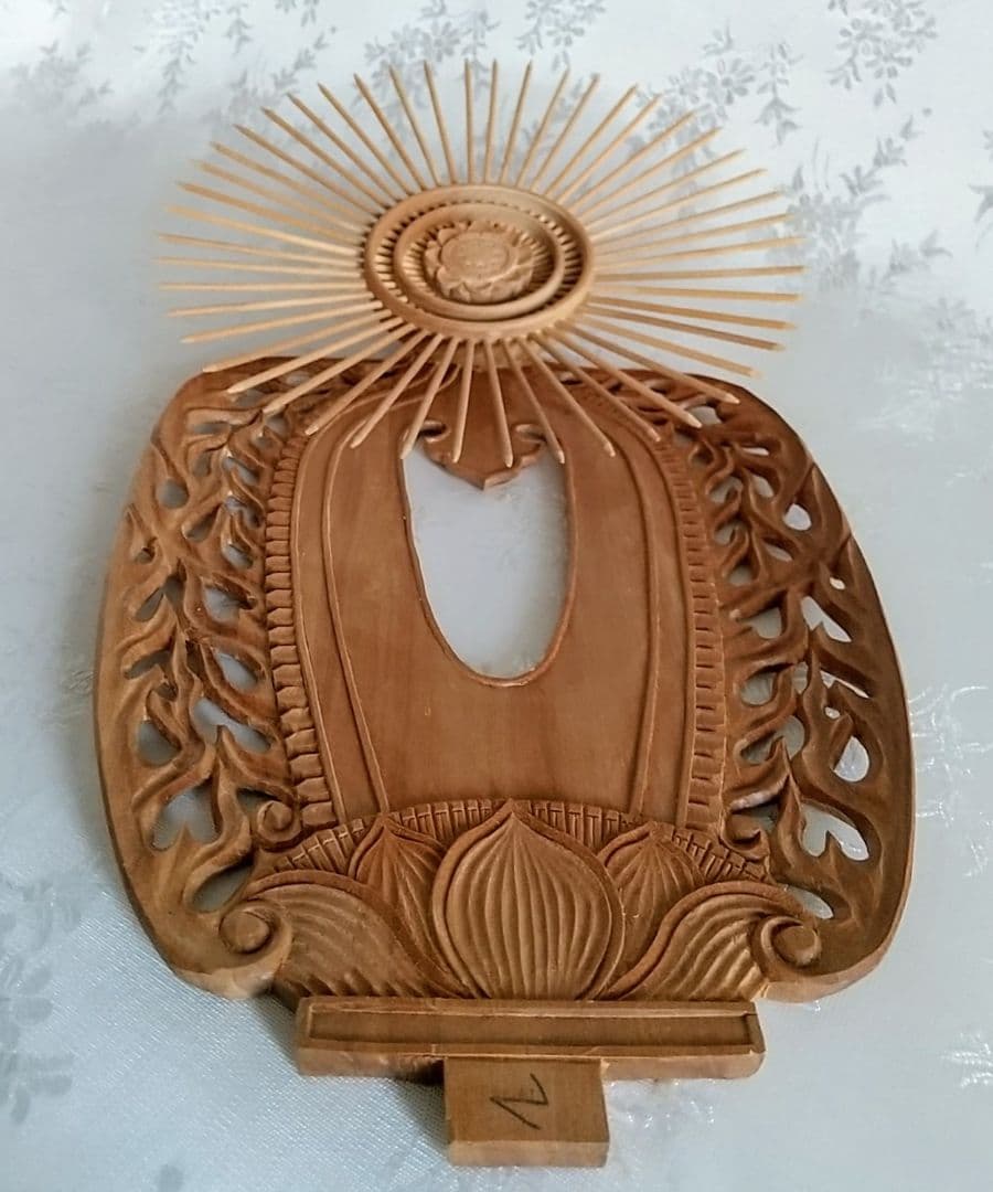 光背のみ#554 立像6.0寸用 放射光 火焔 透し彫◆白檀 木彫 仏像付属品