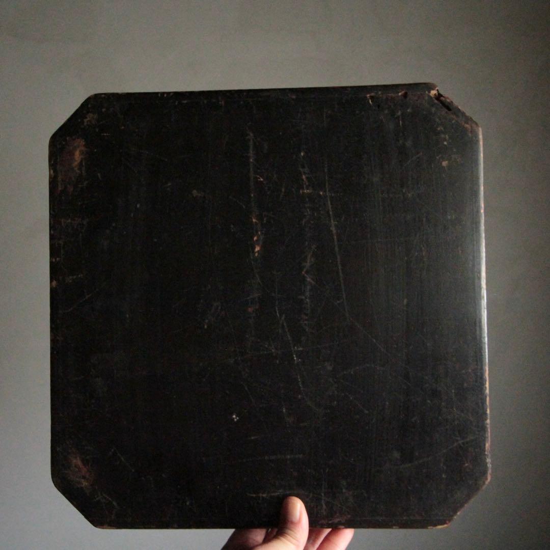 隅切 折敷 朱塗り 盆 No.3 古美術 古道具 アンティーク 折敷盆