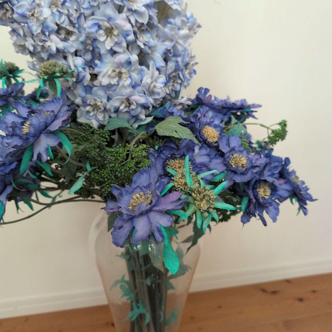 【エミリオ・ロバ】 特大 アーティフィシャルフラワー 花器付き【デルフィニウム】