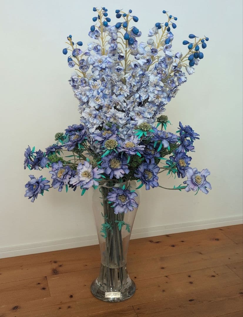 【エミリオ・ロバ】 特大 アーティフィシャルフラワー 花器付き【デルフィニウム】