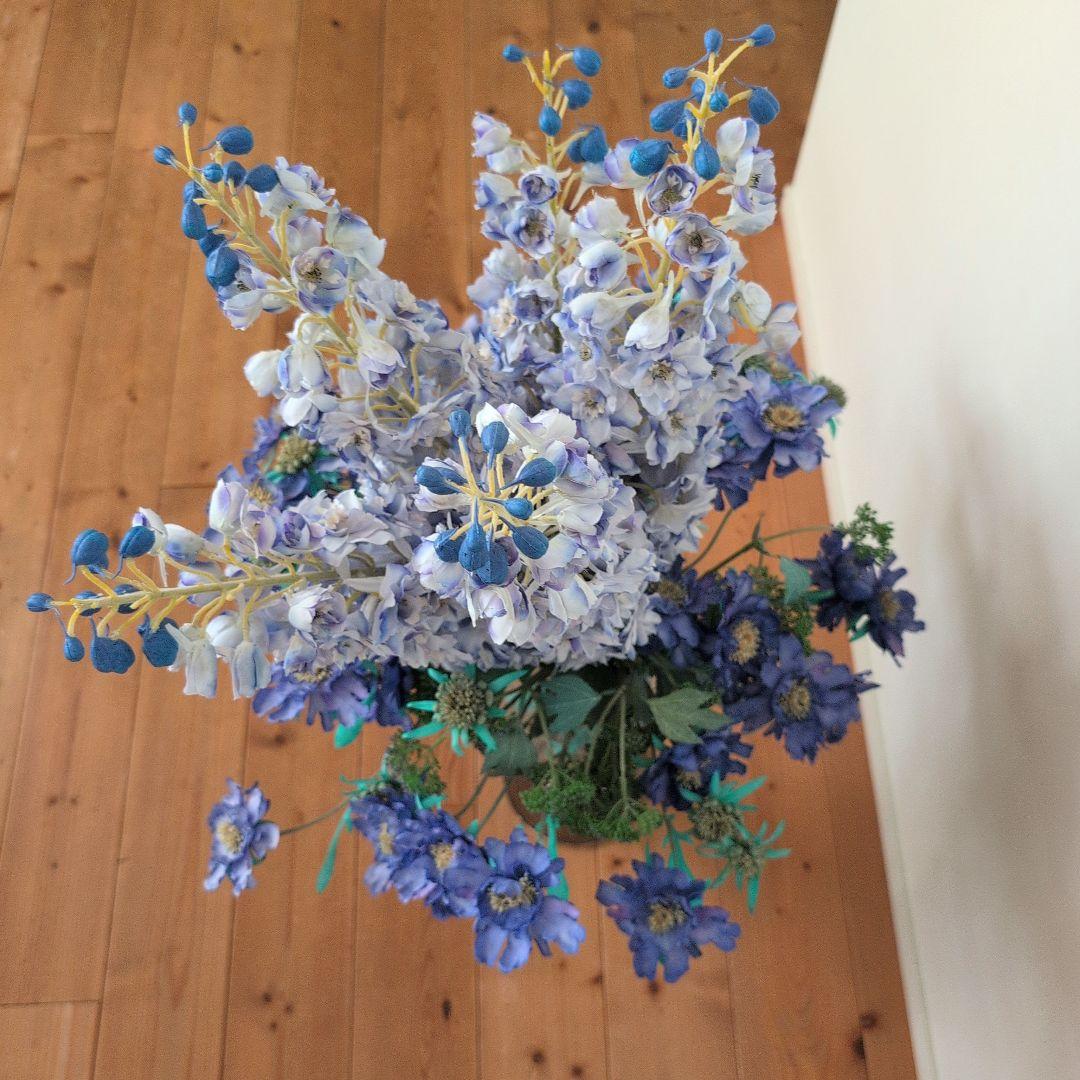 【エミリオ・ロバ】 特大 アーティフィシャルフラワー 花器付き【デルフィニウム】