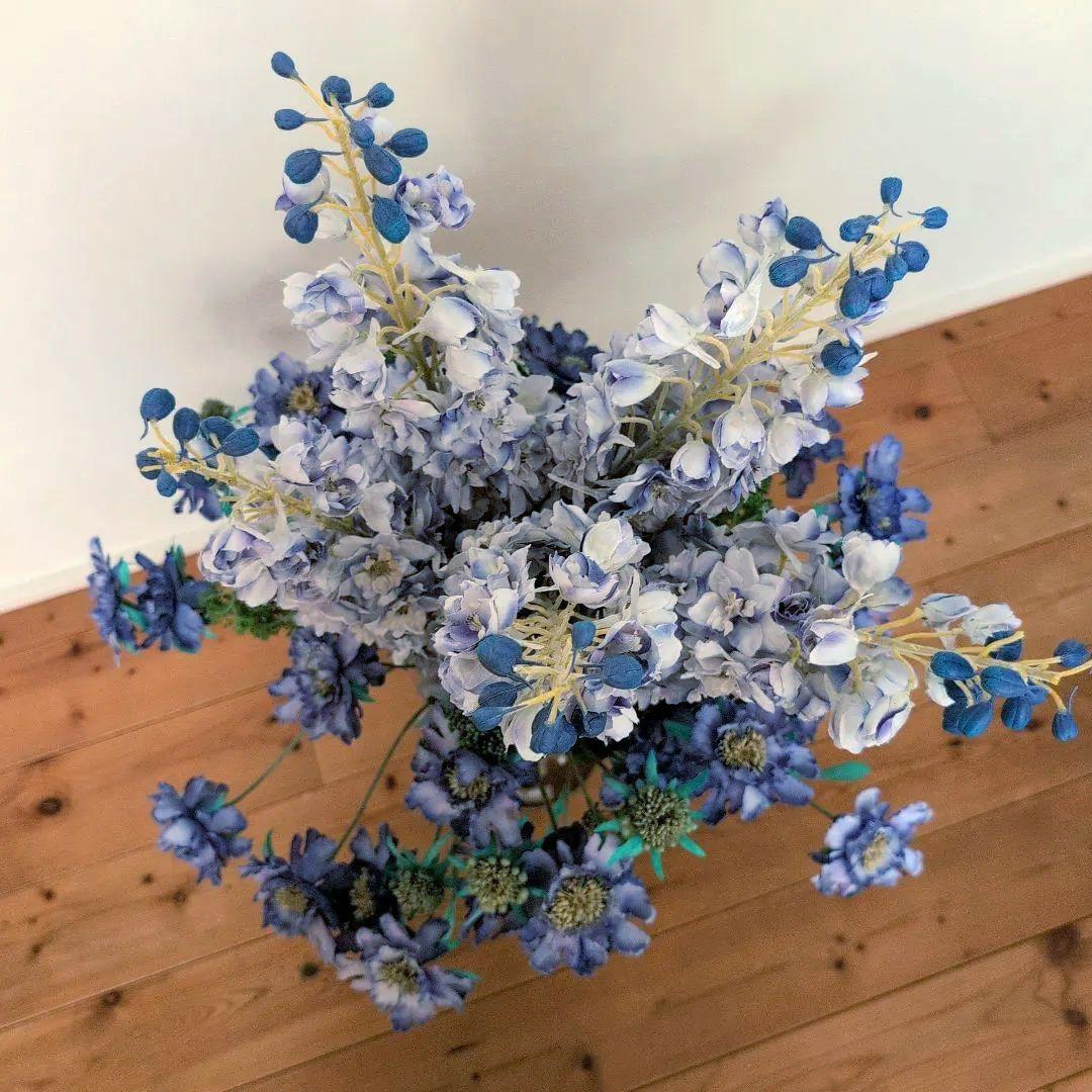 【エミリオ・ロバ】 特大 アーティフィシャルフラワー 花器付き【デルフィニウム】