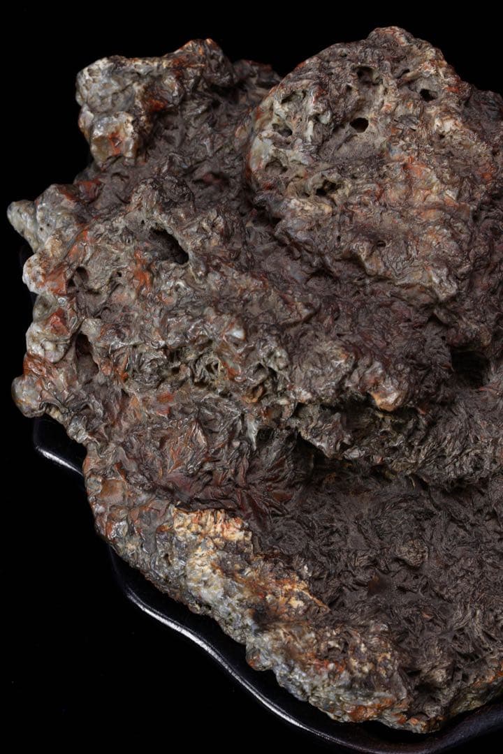 錦石 錦紅石 赤玉石 水石 鑑賞石 自然石 原石 盆石 木製台座付 1.4kg