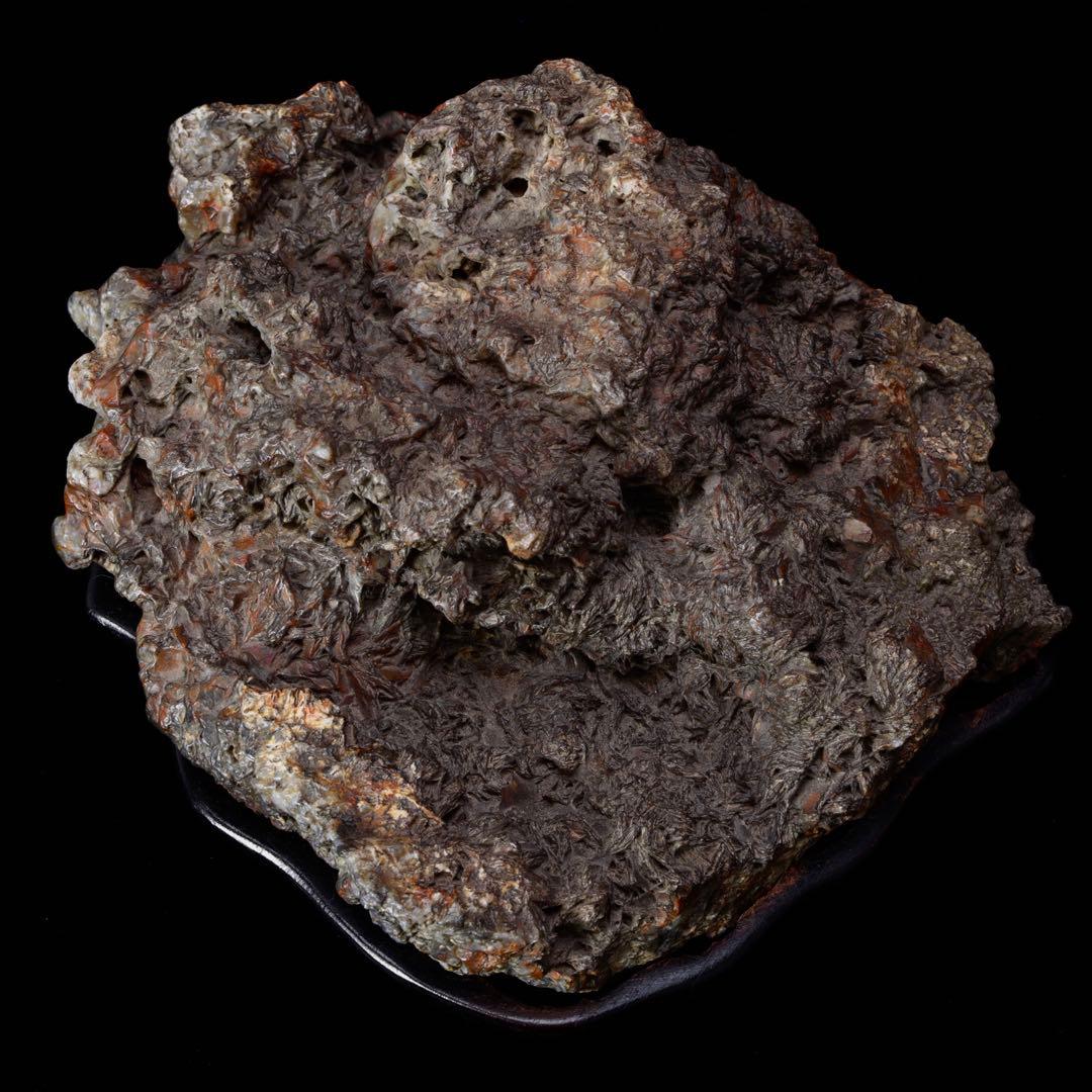 錦石 錦紅石 赤玉石 水石 鑑賞石 自然石 原石 盆石 木製台座付 1.4kg