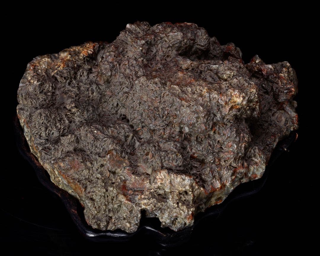 錦石 錦紅石 赤玉石 水石 鑑賞石 自然石 原石 盆石 木製台座付 1.4kg