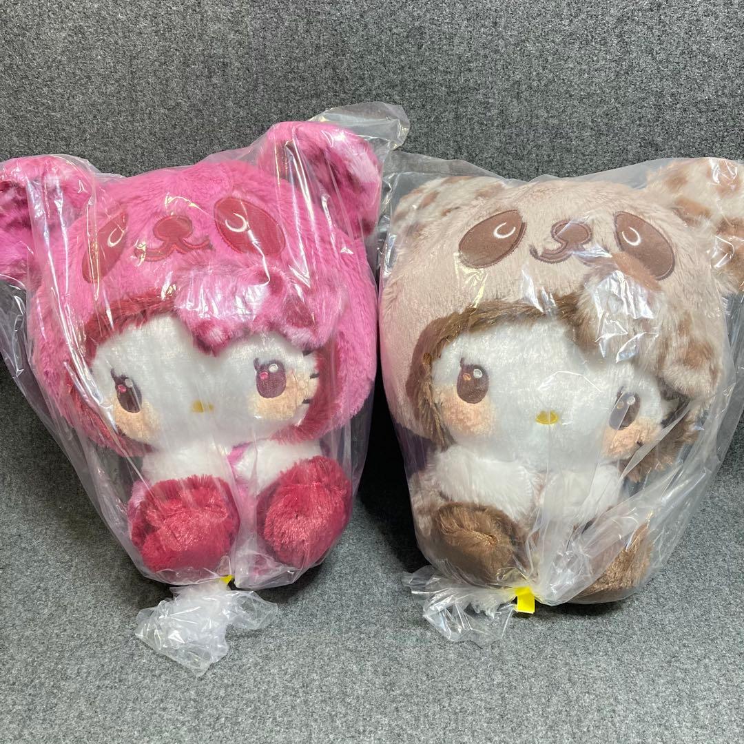 新品 5点 ハローキティ パンダ ヒョウ柄 ぬいぐるみ まとめ売り 非売品