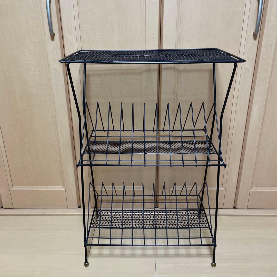 1960s ヴィンテージ　レコードラック　スチールメッシュラック ブックスタンド