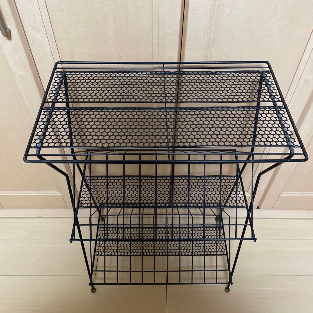 1960s ヴィンテージ　レコードラック　スチールメッシュラック ブックスタンド