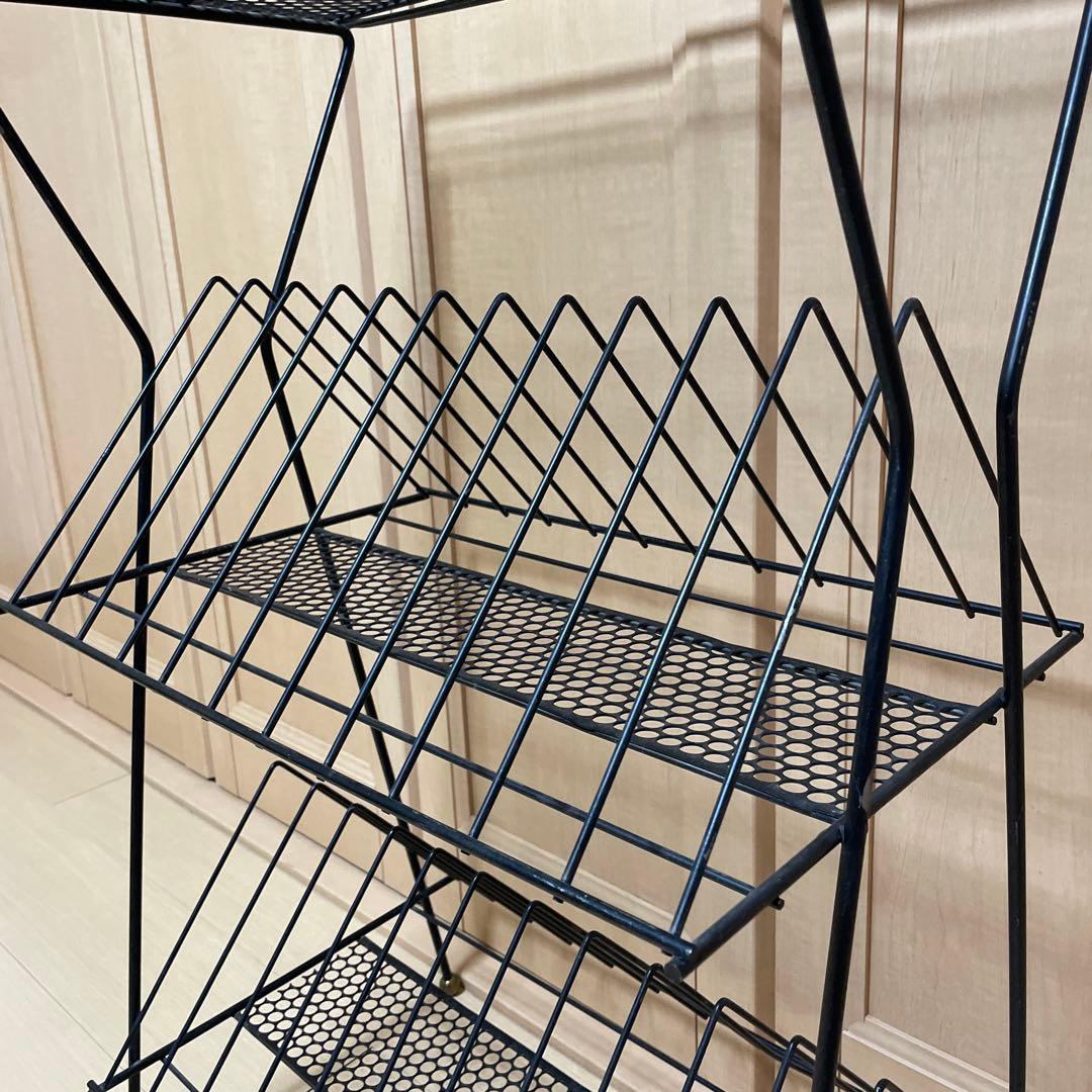 1960s ヴィンテージ　レコードラック　スチールメッシュラック ブックスタンド