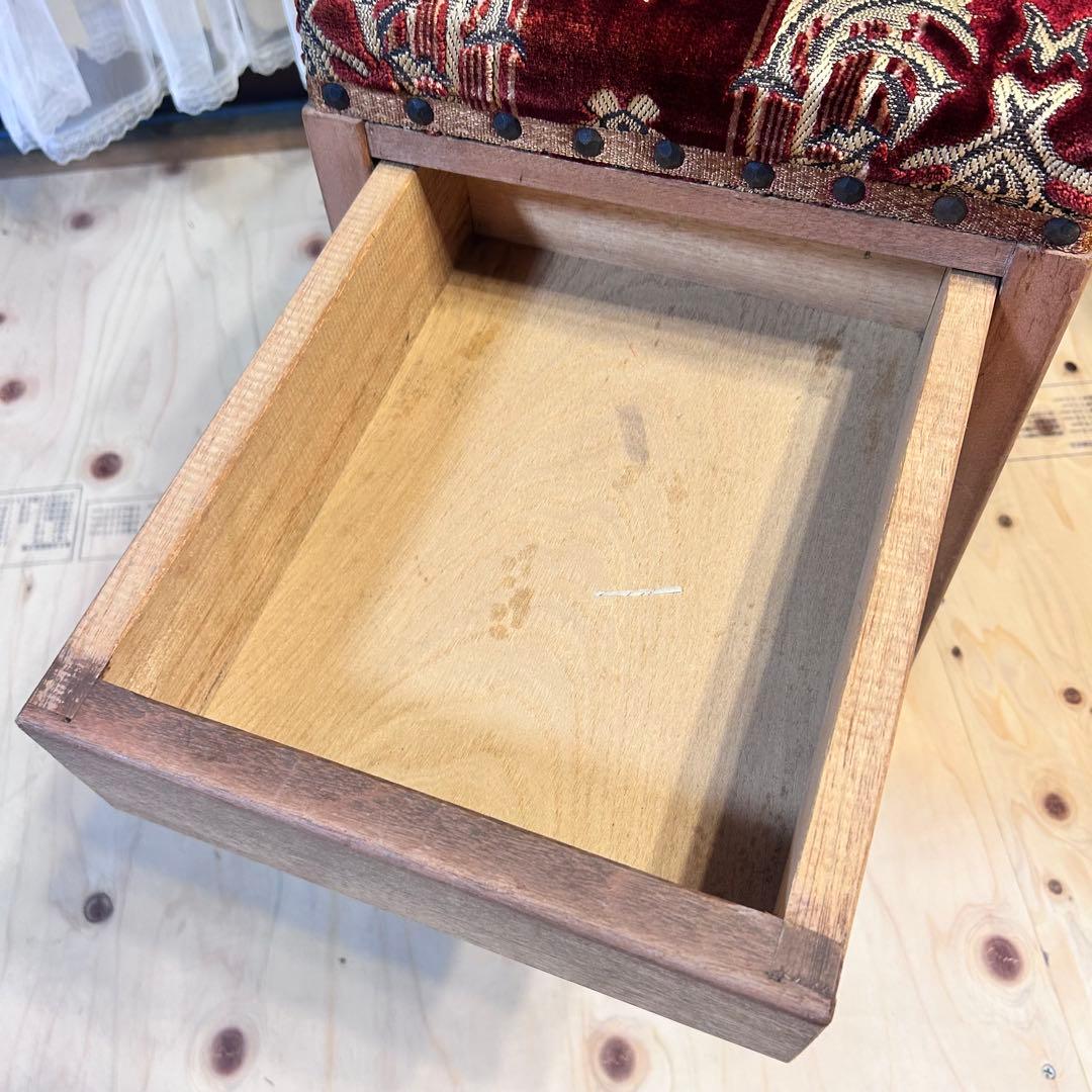 引き出し付き 木製 スツール 椅子 オットマン 古家具