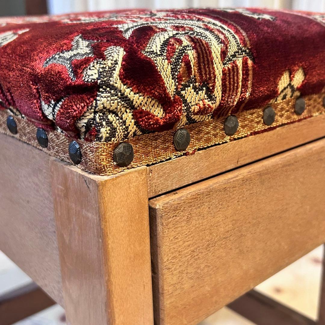 引き出し付き 木製 スツール 椅子 オットマン 古家具