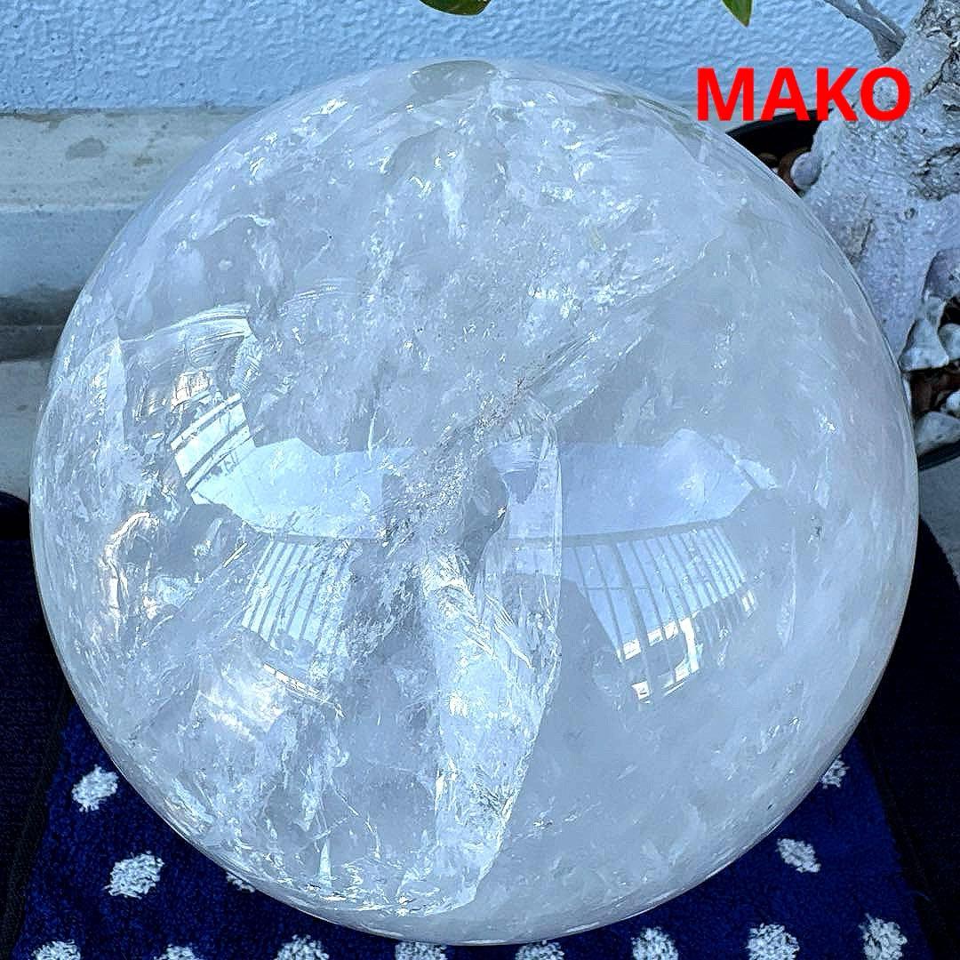 M1800☆水晶丸玉220mm 14.2Kg☆ブラジル・コリント産☆天然石　原石