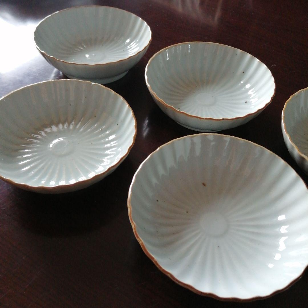 古伊万里　無地膾皿　5枚　13.5cm　江戸後期〜幕末