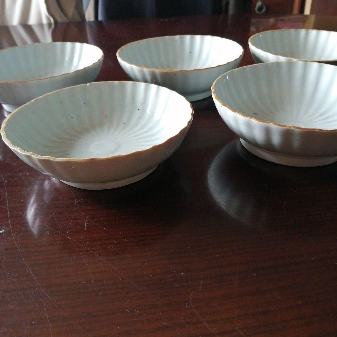 古伊万里　無地膾皿　5枚　13.5cm　江戸後期〜幕末