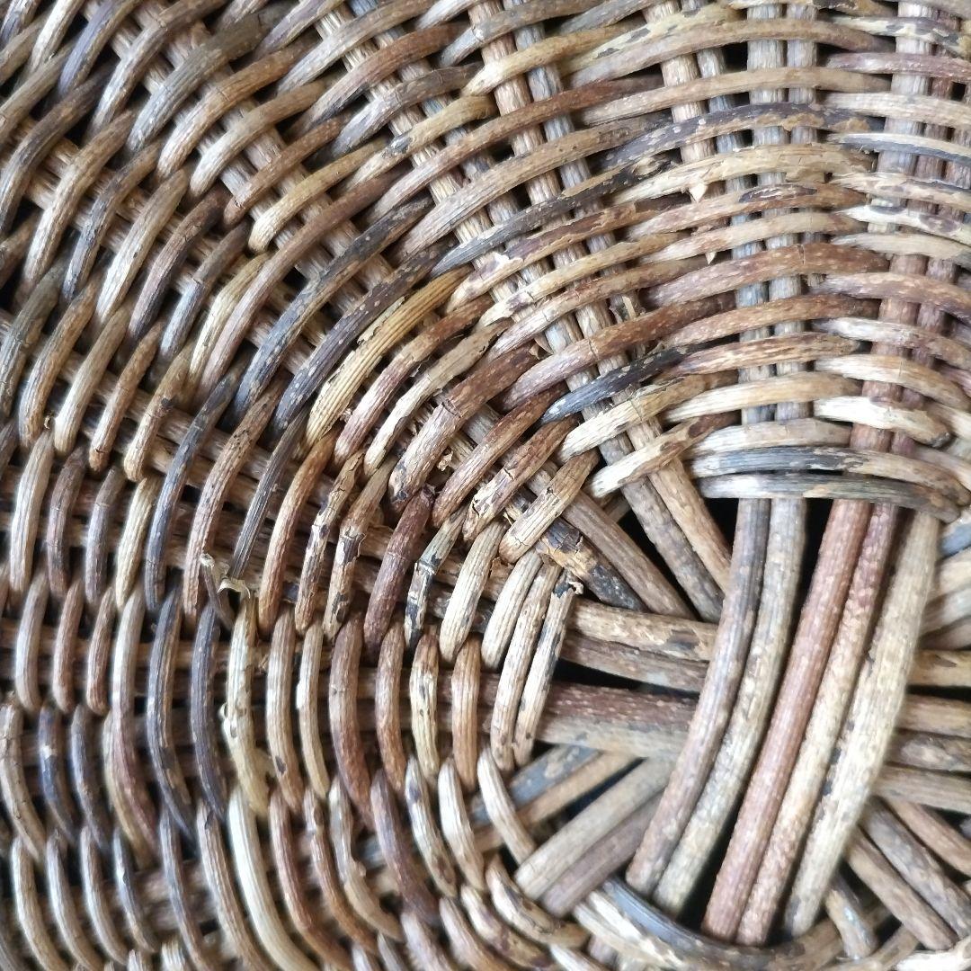 あけび こだし編み 丸型 籠 ランドリーバスケット 大型