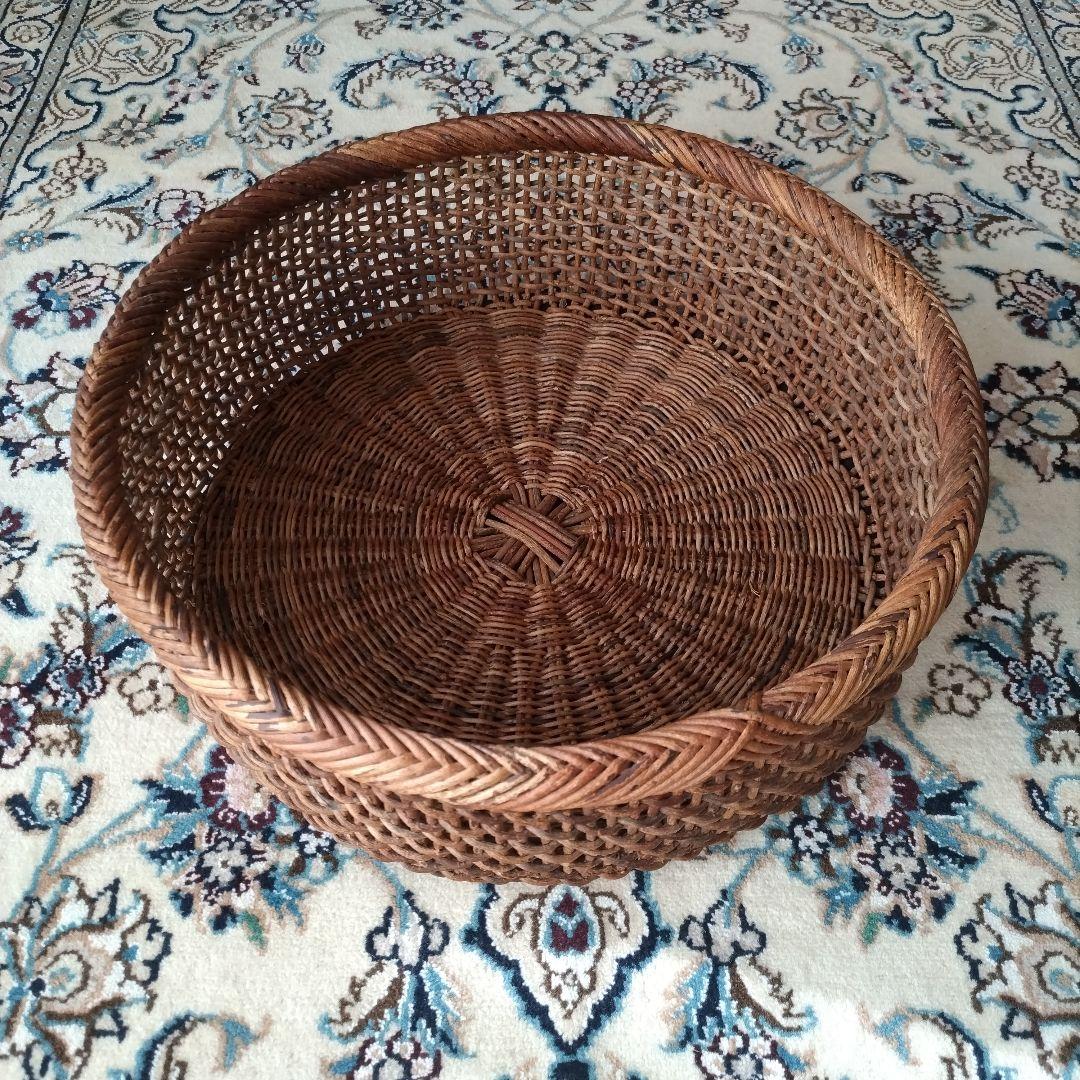 あけび こだし編み 丸型 籠 ランドリーバスケット 大型