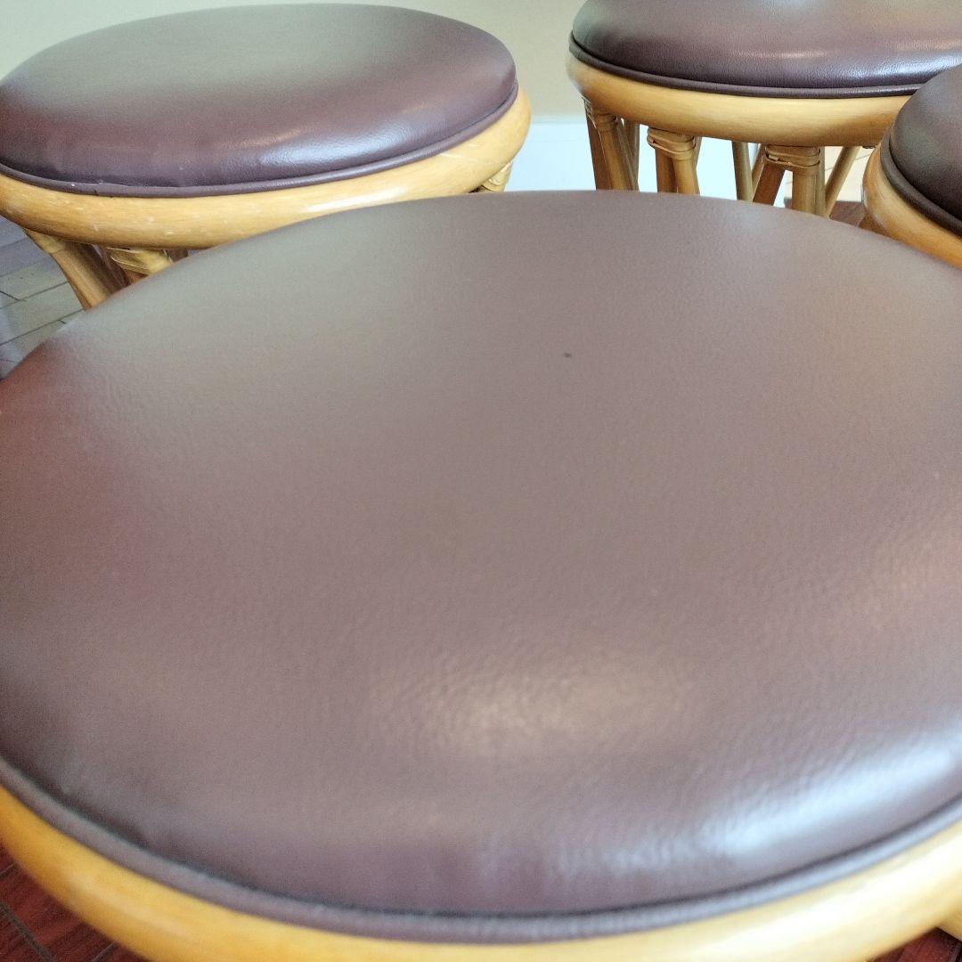 ナチュラル天然素材 ◾️ Oliver社 籐ラタン製 丸椅子/ ラウンドスツール