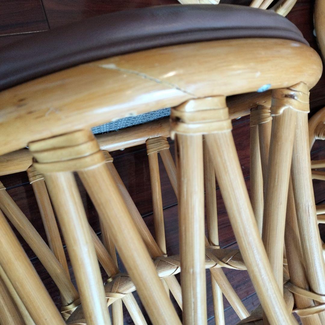 ナチュラル天然素材 ◾️ Oliver社 籐ラタン製 丸椅子/ ラウンドスツール