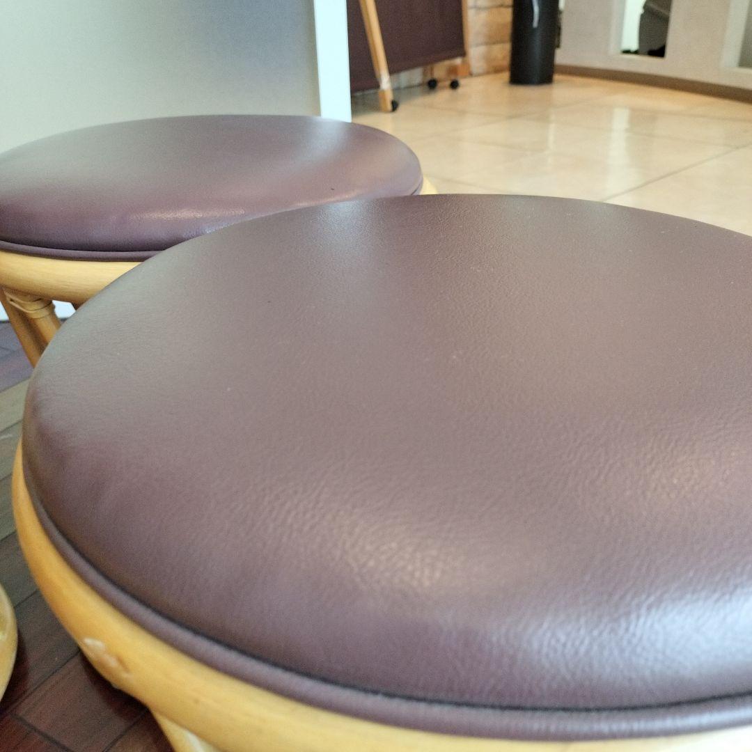 ナチュラル天然素材 ◾️ Oliver社 籐ラタン製 丸椅子/ ラウンドスツール