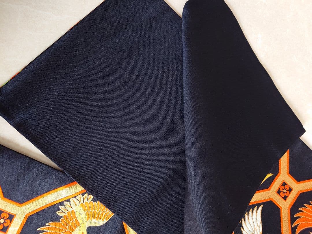 七五三　袋帯　全通柄　正絹　鶴柄