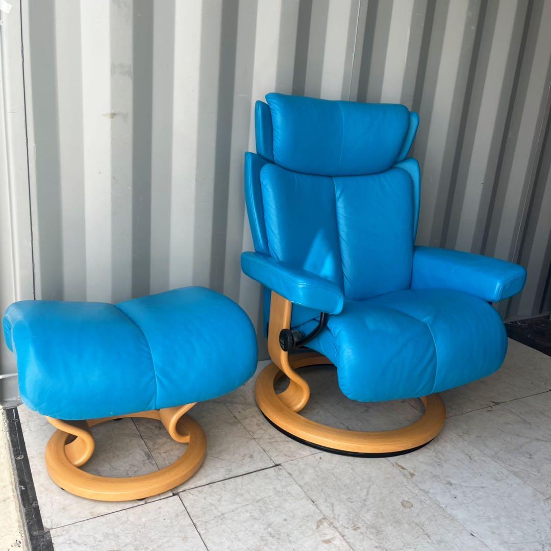 取付無料！エコーネス ストレスレス マジック クラシック 本革チェア・オットマン