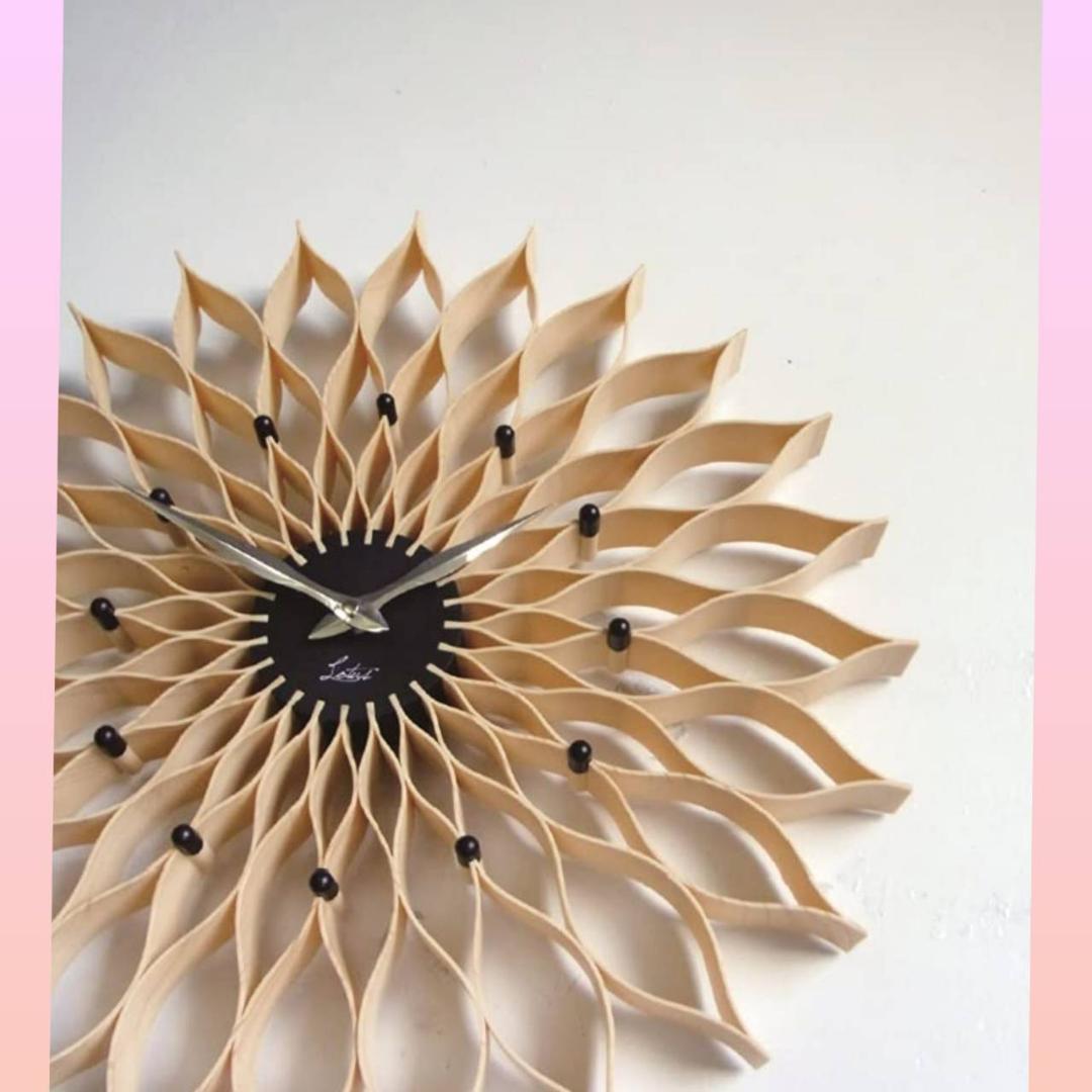 掛け時計 部屋を明るく 北欧 大輪の花 ダリア ナチュラル