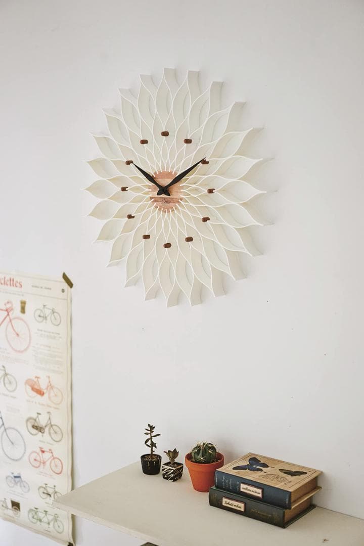 掛け時計 部屋を明るく 北欧 大輪の花 ダリア ナチュラル