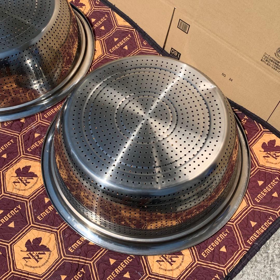 2個　68cm 大型　ステンレス 穴あき　パンチ　水切り　野菜洗い　ざる