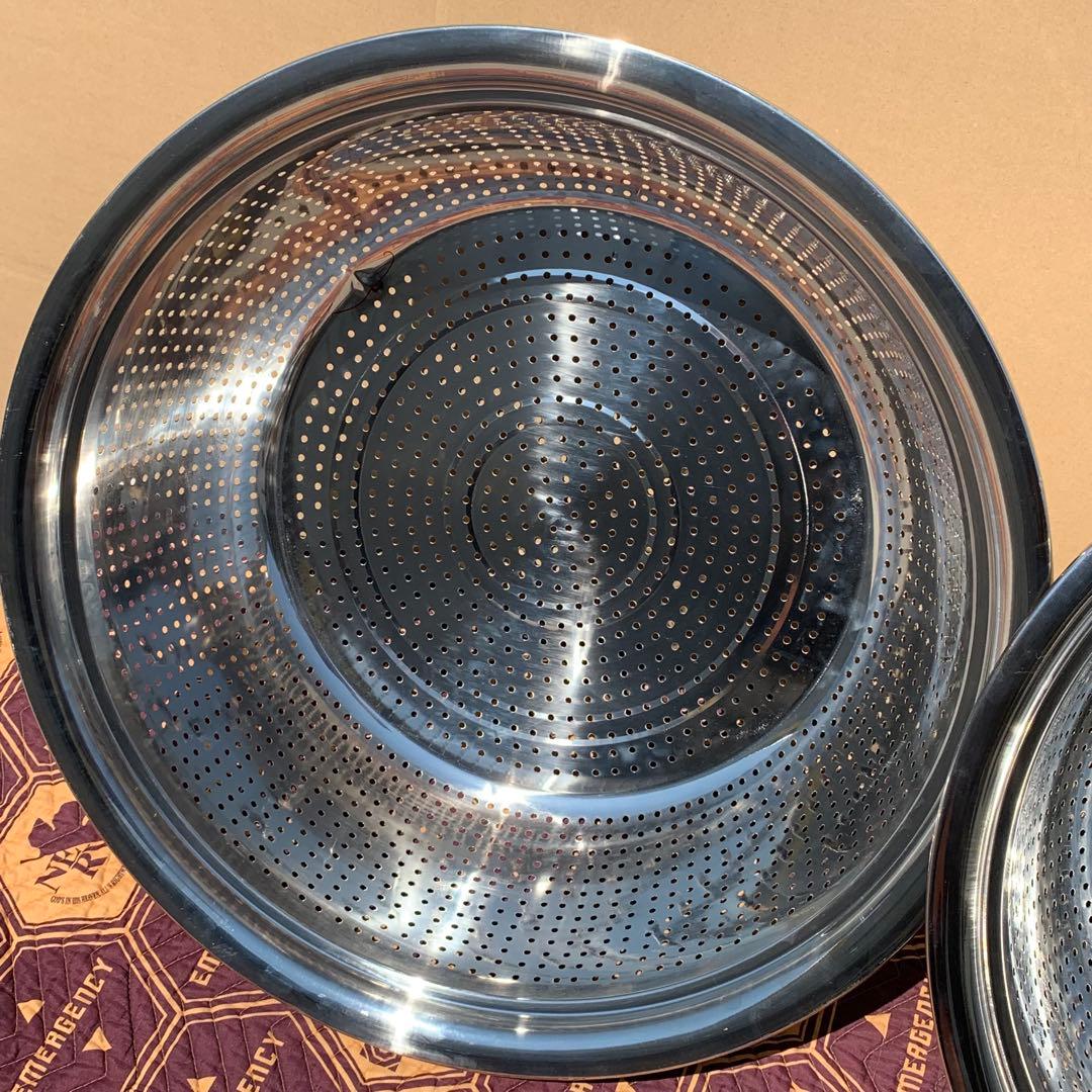 2個　68cm 大型　ステンレス 穴あき　パンチ　水切り　野菜洗い　ざる