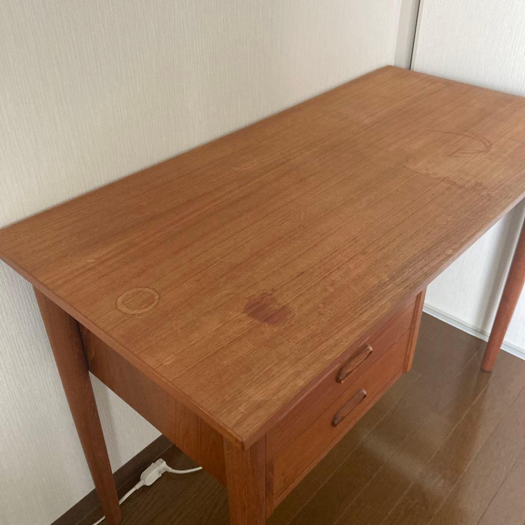 ヴィンテージ　木製デスク 2引き出し付き