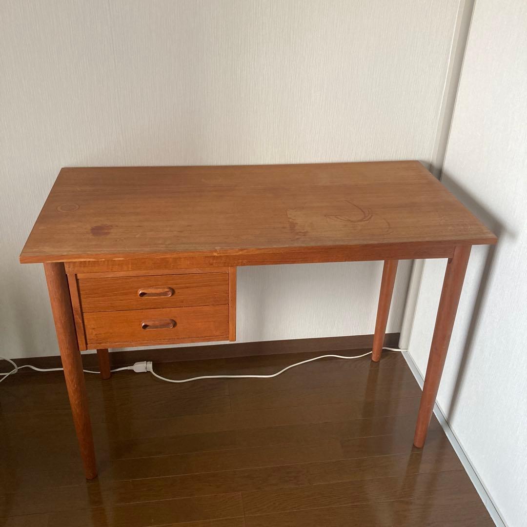 ヴィンテージ　木製デスク 2引き出し付き