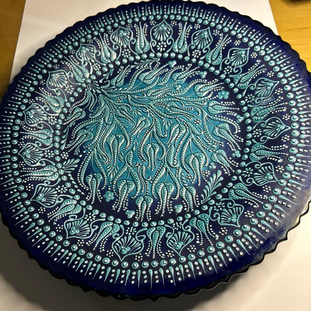 ターコイズを練り込んだ皿、壁掛け(購入者特典有り)