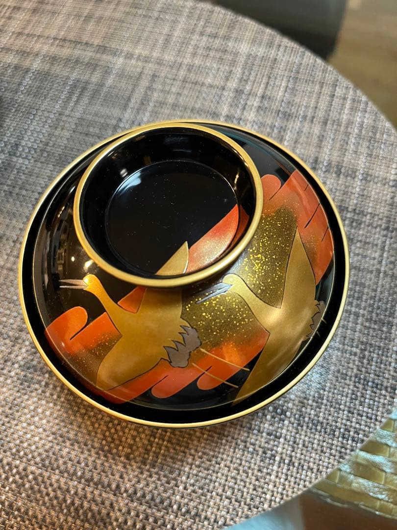 木製吸い物椀2個セット(黒漆塗り椀)