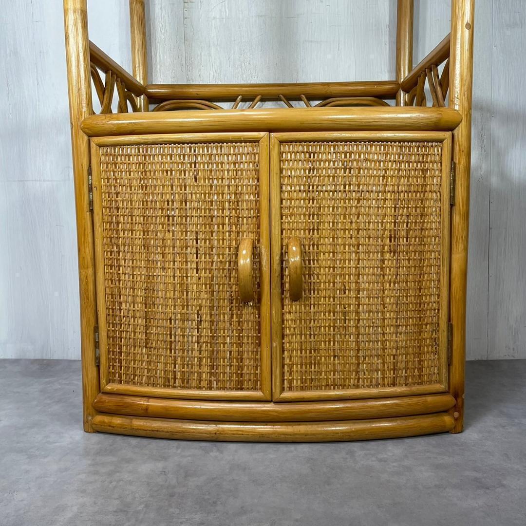 ヴィンテージ アーチラタンラック オープンラック 籐家具 収納 レトロ