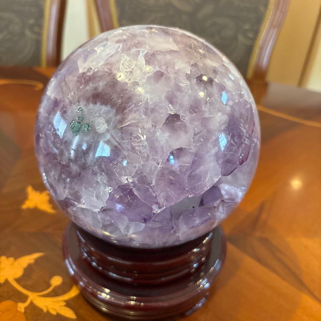美品☆アメジスト☆大玉笑口☆回る台座付き