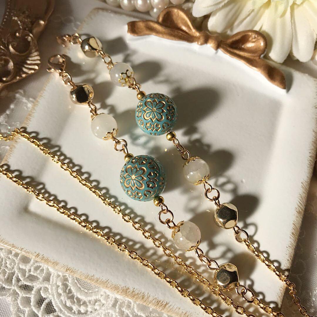 ♪479❤️ アンティーク　ビーズ　マスクチェーン　メガネチェーン　ハンドメイド