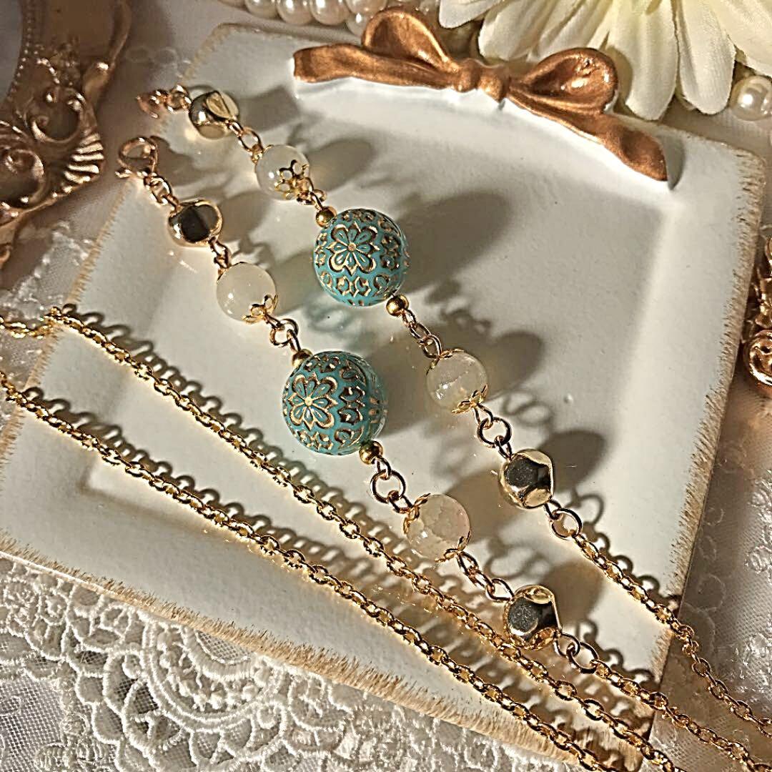 ♪479❤️ アンティーク　ビーズ　マスクチェーン　メガネチェーン　ハンドメイド